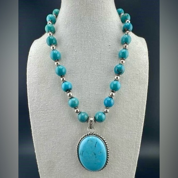 Barse Sterling Silver And Turquoise Beaded Pendant Necklace - Picture 1 of 5